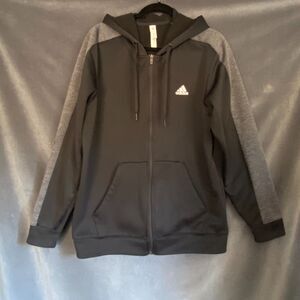 Adidas Climawarm Men’s Hoodie Size L Black & Gray Athletic Fit